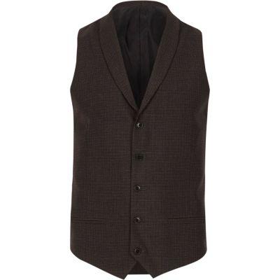 River Island Mens Check Smart Shawl Lapel Waistcoat