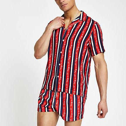 River Island Mens R96 Revere Stripe Shirt