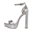River Island Womens Silver Double Strappy Platform Heels