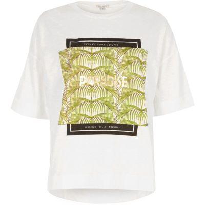 River Island Womens White 'paradise' Foil Print T-shirt