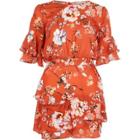 River Island Womens Floral Frill Sleeve Romper