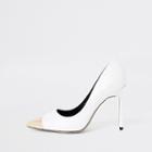 River Island Womens White Pointed Metal Toe Pumps