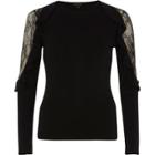 River Island Womens Lace Insert Frill Long Sleeve Top