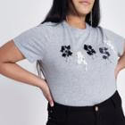 River Island Womens Plus Marl 'sassy' Embellished T-shirt