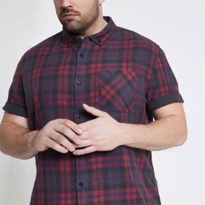 River Island Mens Big And Tall Check Short Sleeve Shirt