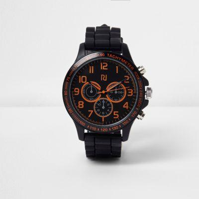 River Island Mens And Orange Highlight Rubber Watch