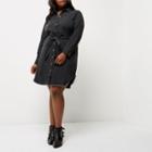 River Island Womens Plus Denim Tie Waist Shirt Dress