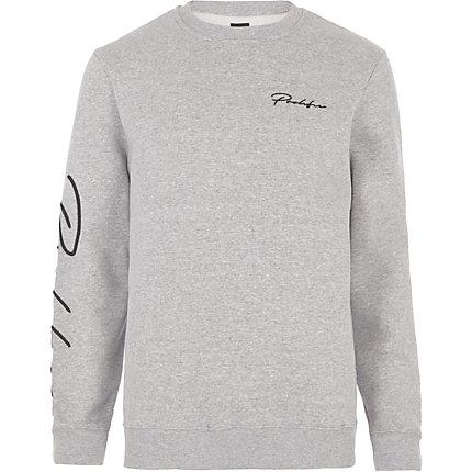 River Island Mens Marl 'prolific' Embroidered Sweatshirt