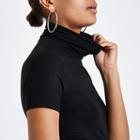River Island Womens Short Sleeve Fitted Turtle Neck Top