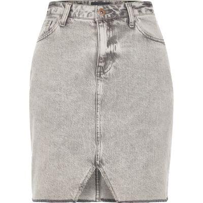 River Island Womens Cut Out Hem Denim Skirt
