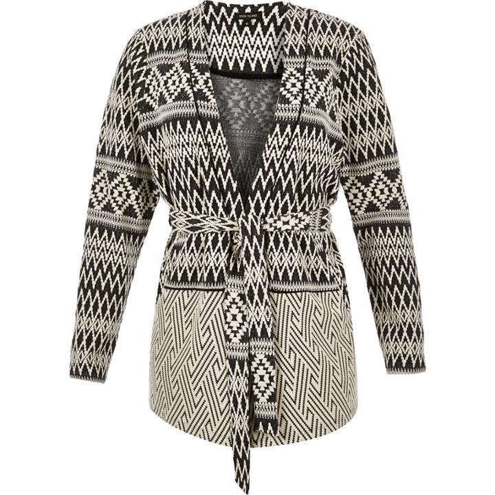 River Island Womens Ri Plus Geometric Belted Jacket
