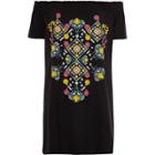 River Island Womens Aztec Print Oversized Bardot T-shirt