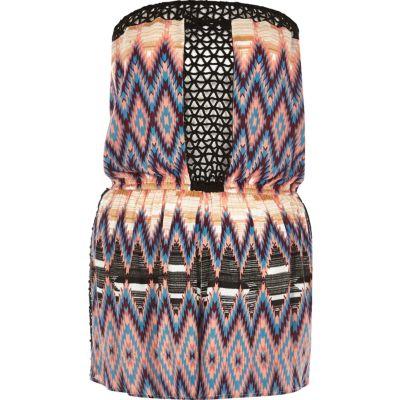 River Island Womens Print Bandeau Romper Cover Up