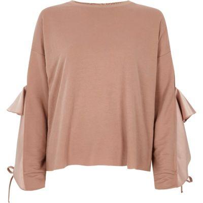 River Island Womens Satin Frill Sleeve Sweatshirt