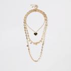 River Island Womens Gold Colour Heart Layered Necklace