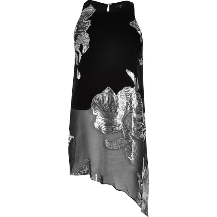 River Island Womens Floral Print Asymmetric Top