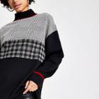 River Island Womens Check Blocked High Neck Sweatshirt