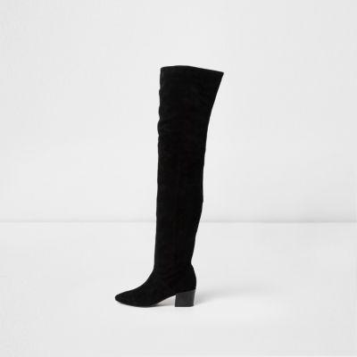 River Island Womens Suede Over The Knee Block Heel Boots