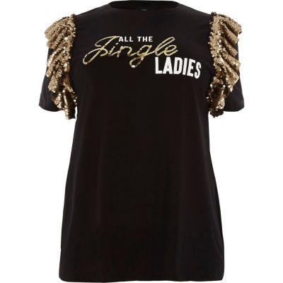 River Island Womens Plus 'jingle Ladies' Christmas T-shirt