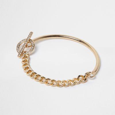 River Island Womens Gold Tone T-bar Chain Bracelet
