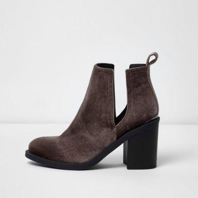 River Island Womens Velvet Cut Out Boots