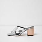 River Island Womens Silver Metallic Strappy Mules