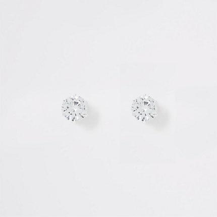 River Island Womens Silver Colour Diamante Crown Stud Earrings