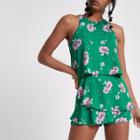 River Island Womens Floral Frill Sleeveless Playsuit