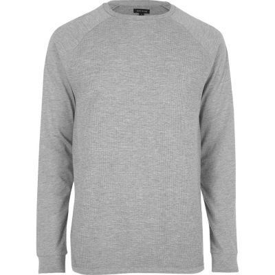 River Island Mens Marl Slim Fit Waffle Raglan T-shirt