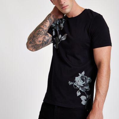River Island Mens Jack And Jones Premium Rose Print T-shirt