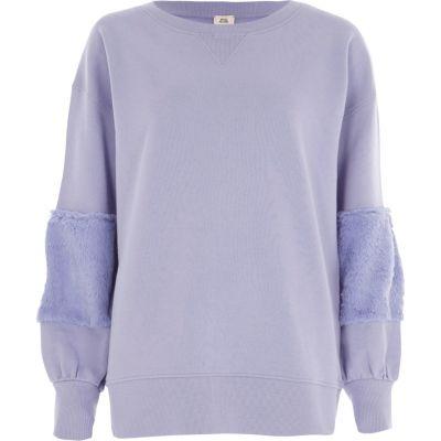 River Island Womens Faux Fur Cuff Sweatshirt