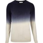 River Island Mens Faded Dip Dye Print Sweater