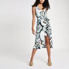 River Island Womens Floral One Shoulder Midi Dress