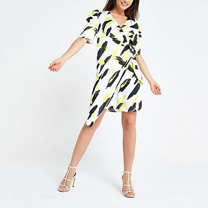 River Island Womens Print Wrap Swing Dress