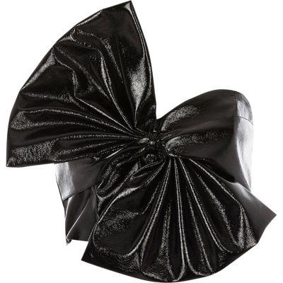 River Island Womens Oversized Bow Vinyl Crop Top