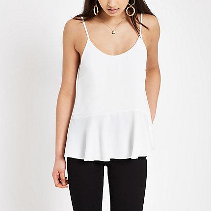 River Island Womens White Peplum Cami Top