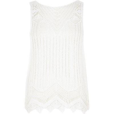 River Island Womens White Crochetk Top