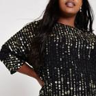River Island Womens Plus Sequin Embellished Loose Fit Top