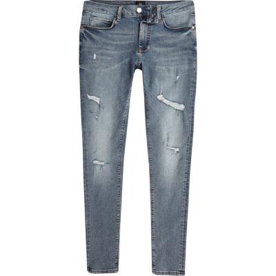 River Island Mens Ollie Spray On Distressed Skinny Jeans