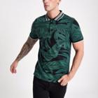 River Island Mens Floral Jacquard Muscle Fit Polo Shirt