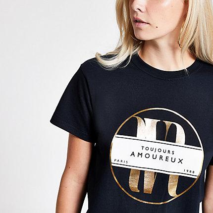 River Island Womens Petite 'toujours' Foil Print T-shirt