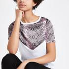 River Island Womens White Snake Print T-shirt
