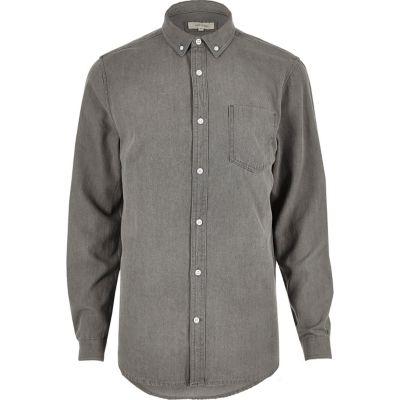River Island Mensgrey Casual Denim Shirt