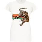 River Island Womens White 'bisous' Tiger Print Fitted T-shirt