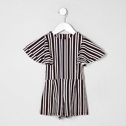 River Island Mini Girls Stripe Frill Sleeve Romper