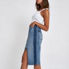 River Island Womens Premium Split Front Denim Midi Skirt