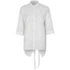 River Island Womens White Ls Nate Tie Back Shirt