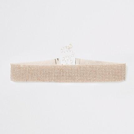 River Island Womens Rose Gold Colour Diamante Embellished Choker