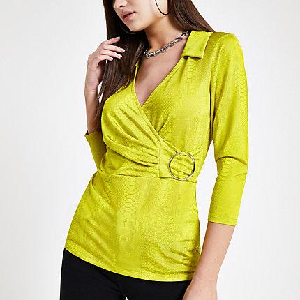 River Island Womens Snake Print Wrap Top