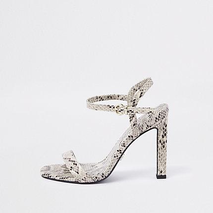 River Island Womens White Snake Print Barely There Sandals